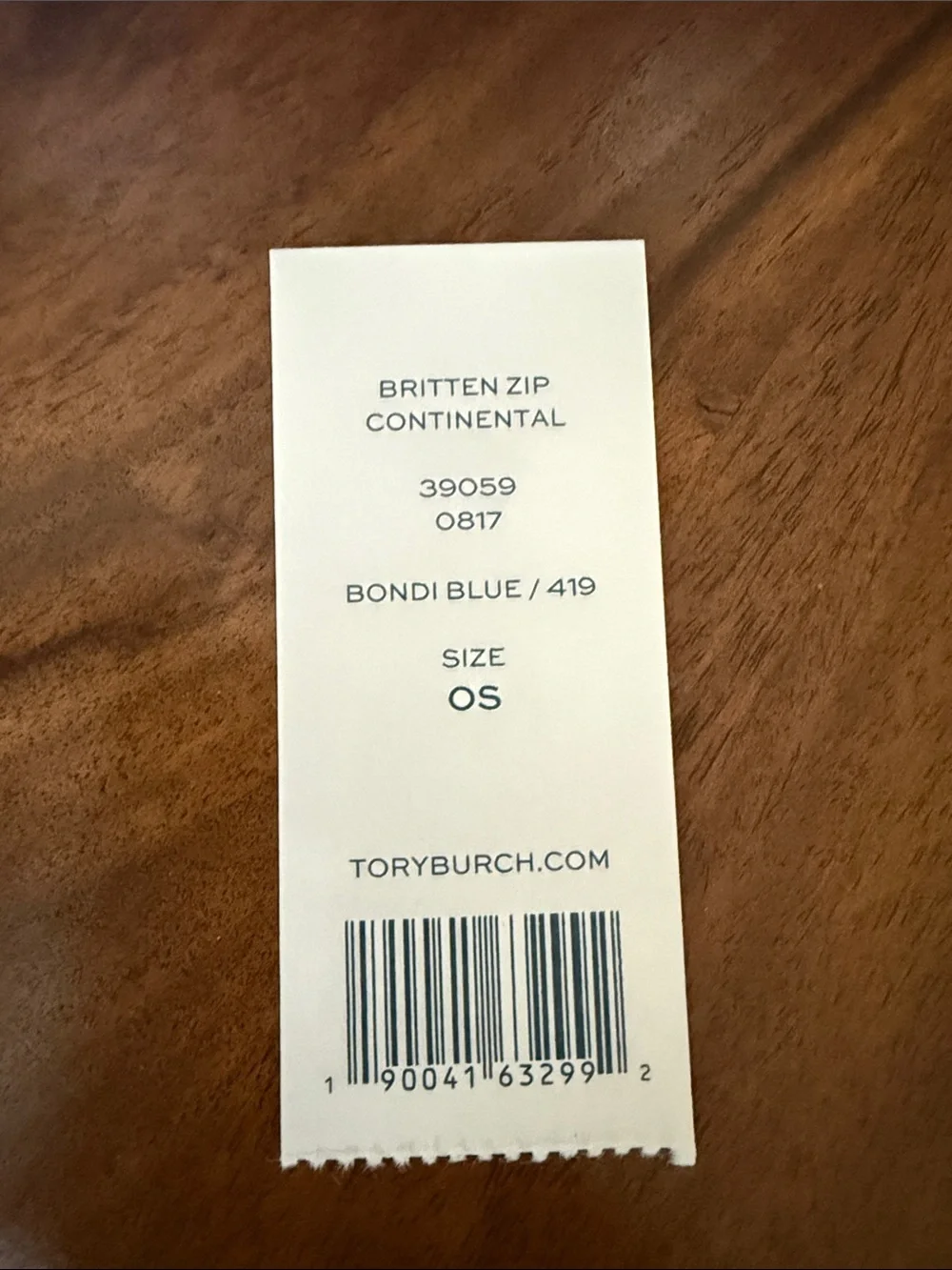 Tory Burch Bondi Blue Britten Zip Continental Wallet with Shopping Bag.